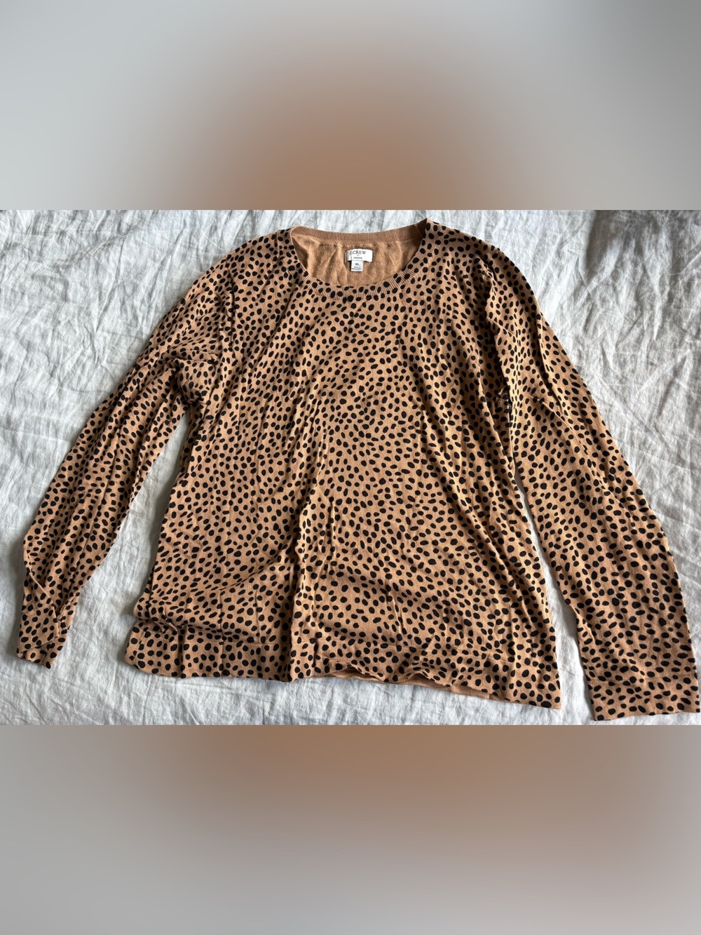 J. Crew Camel Leopard Print Teddie Sweater